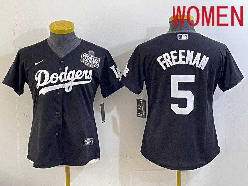 Women Los Angeles Dodgers #5 Freeman Black Game 2024 Nike MLB Jersey style 11211